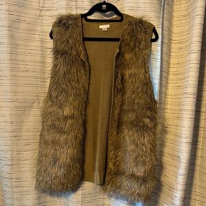 Xhilaration Faux Fur Vest in Beige and Light Brown